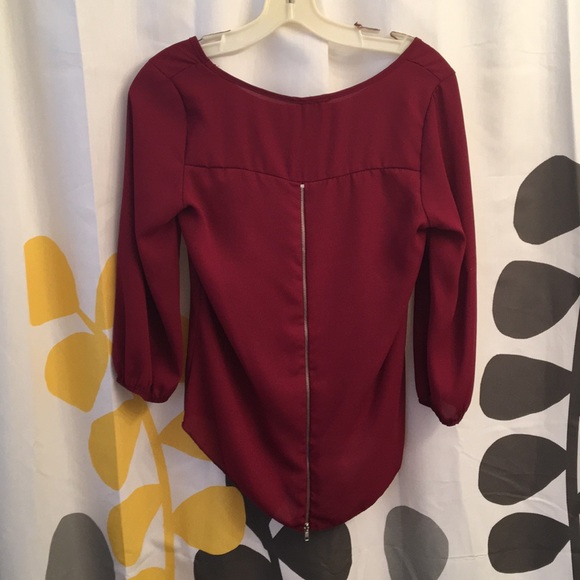 Rue 21 burgundy long sleeve top - Picture 2 of 2